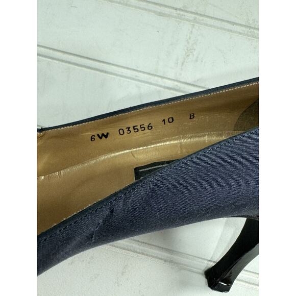 Stuart Weitzman High Heels Cadet Blue Cloth Patent Leather Pointy Toe Size 6 - Picture 7 of 7